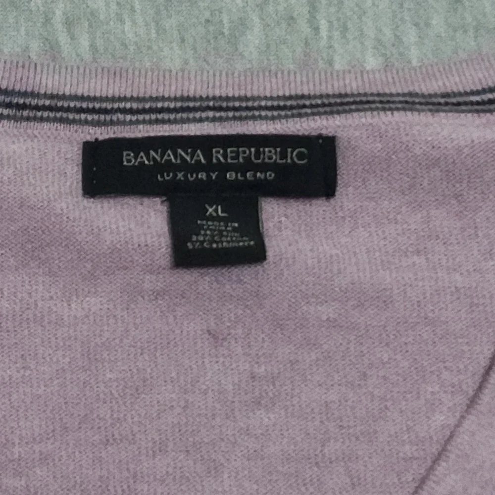 Banana Republic Silk Cotton Cashmere Long Sleeve Knit Polo Shirt Purple Pink L